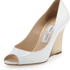 Jimmy Choo Baxen Wedges - White and Gold